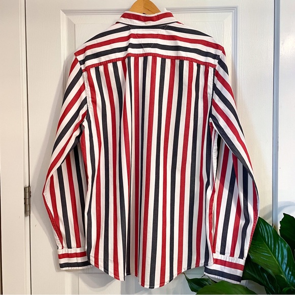 Tommy Hilfiger Slim Fit Striped Oxford Dress Shirt Men’s Large - Picture 2 of 15